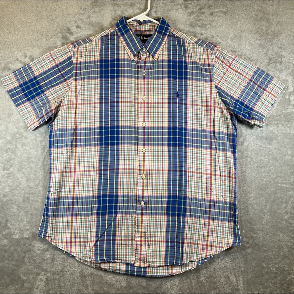 RALPH LAUREN SHORT SLEEVE CLASSIC FIT PLAID BUTTON DOWN SHIRT MENS‎ XL SPRING